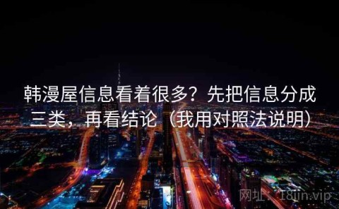 韩漫屋信息看着很多？先把信息分成三类，再看结论（我用对照法说明）
